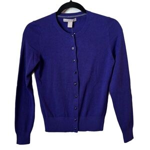 Banana Republic Purple Plum Cardigan Cotton Blend X-Small Petite NWT